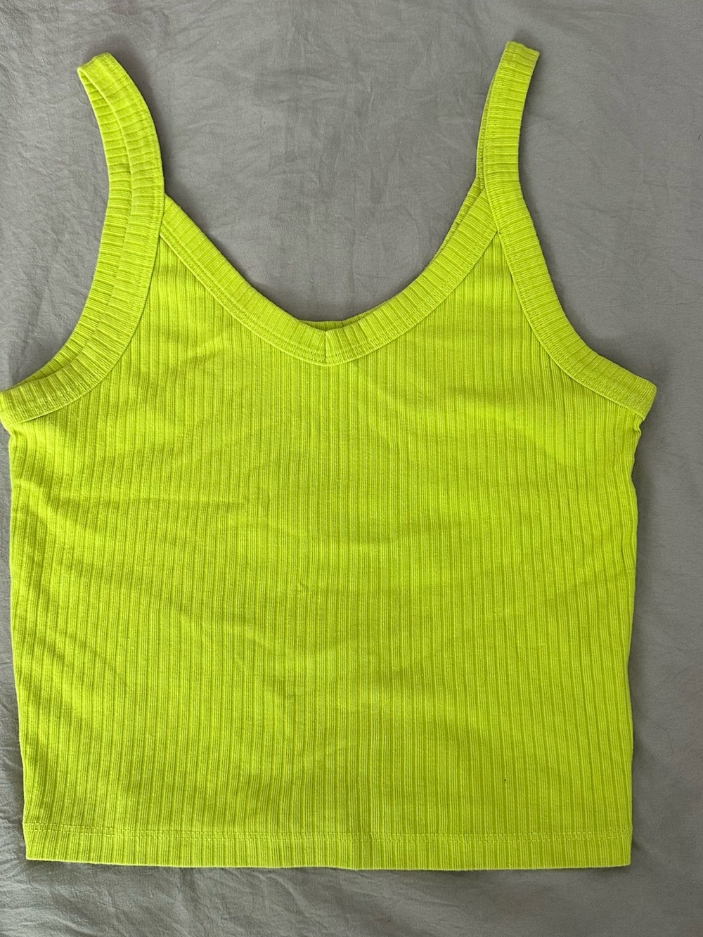 Target Neon Lime Ribbed V-Neck Crop Tank